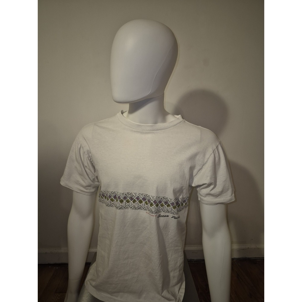 Vintage Ocean Pacific Shirt Mens M White Surf Beach Tiki 90s